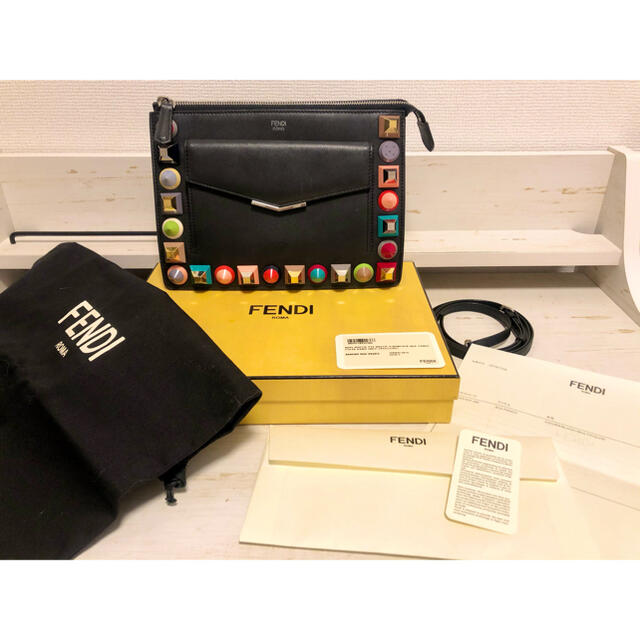 S1837 美品!! フェンディ マルチカラー スタッズクラッチバッグ-
