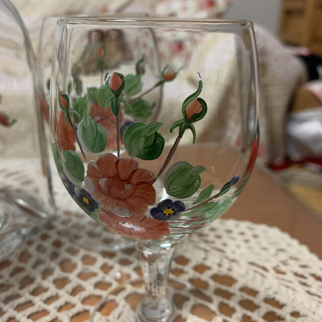 花柄　デキャンタワイングラスセットグラス/カップ