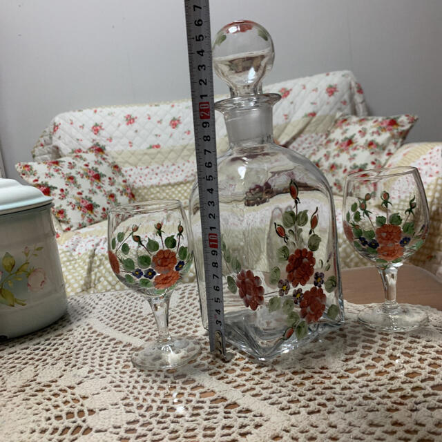 花柄　デキャンタワイングラスセットグラス/カップ