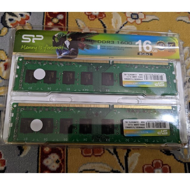 【DDR3 PC3-12800 8GB 2枚組】SP016GBLTU160N22