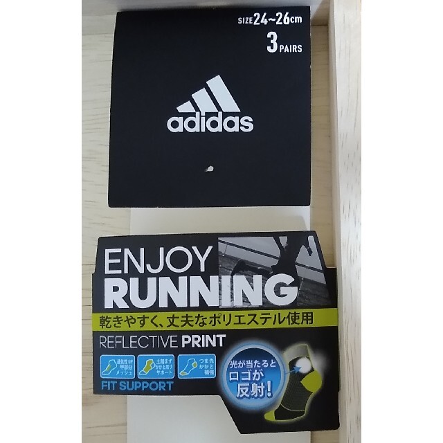 adidas(アディダス)の新品　アディダス　ソックス　靴下　3足　24~26cm　反射　反射素材 メンズのレッグウェア(ソックス)の商品写真