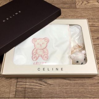 セリーヌ(celine)の【新品】 CELINE セリーヌ　ベビー　スタイ　ガラガラ　くま　タグ 付(ベビースタイ/よだれかけ)