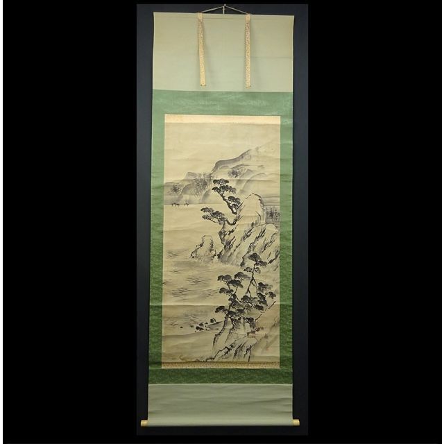 トップシークレット 掛軸 中島来章『水墨山水図』紙本 肉筆 共箱
