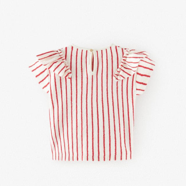 ZARA KIDS(ザラキッズ)の新品未使用✳︎zara kids 赤ストライプTシャツ　110cm キッズ/ベビー/マタニティのキッズ服女の子用(90cm~)(Tシャツ/カットソー)の商品写真