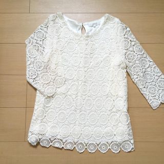 グローブ(grove)の美品GROVE 花柄レーストップス(カットソー(長袖/七分))