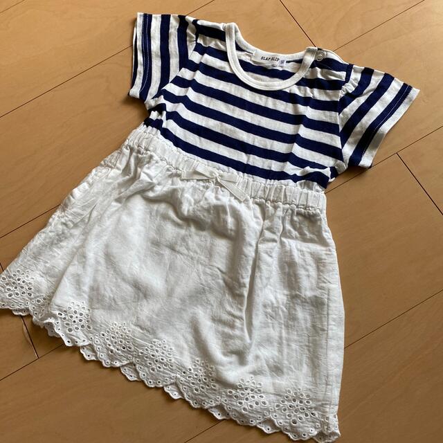 BeBe(ベベ)の美品＊スラップスリップ＊ボーダーワンピース＊90 キッズ/ベビー/マタニティのキッズ服女の子用(90cm~)(ワンピース)の商品写真