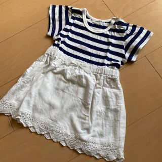 ベベ(BeBe)の美品＊スラップスリップ＊ボーダーワンピース＊90(ワンピース)