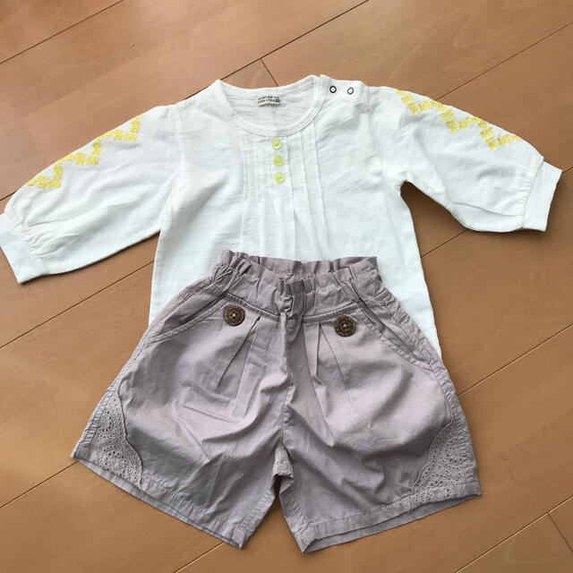 RAG MART(ラグマート)の春　カットソー　ショートパンツセット　95 キッズ/ベビー/マタニティのキッズ服女の子用(90cm~)(Tシャツ/カットソー)の商品写真