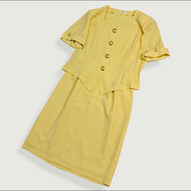 ヴィンテージ　セットアップスーツ スカートスーツ ミモレ丈 レディースのフォーマル/ドレス(スーツ)の商品写真