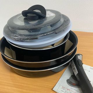 ティファール(T-fal)の未使用箱なし。　ティファール　インジニオネオ　ハードチタニウム　9点セット(鍋/フライパン)