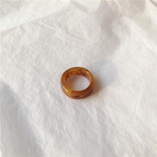 〈d74〉シンプル リング ブラウン 大ぶり マーブル アクリル指輪 人気 韓国(リング(指輪))