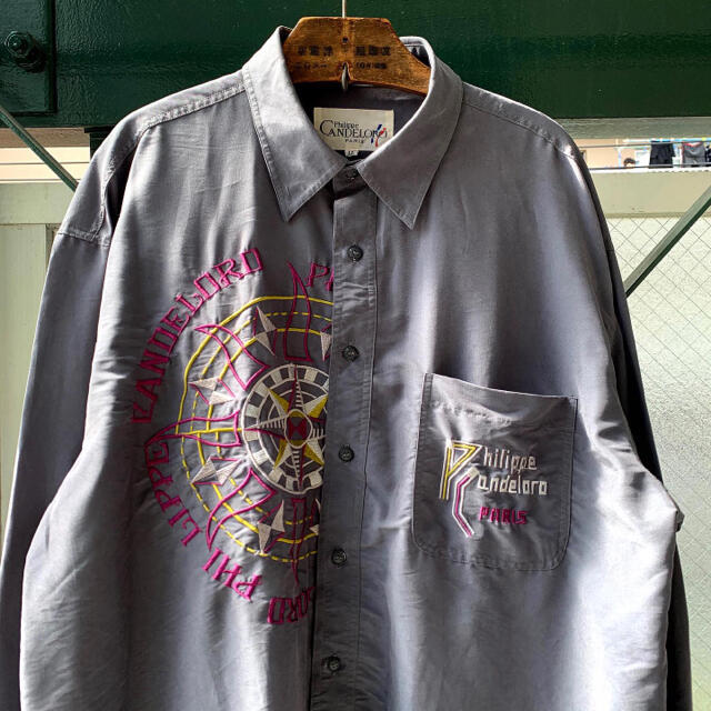 90s 刺繍シャツ 古着 レーヨンシャツ アシンメトリー オーバーサイズ 個性派 | フリマアプリ ラクマ