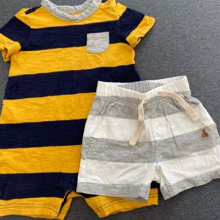 ギャップキッズ(GAP Kids)の美品！baby gap  GAP ボーダーロンパース ハーフパンツセット(ロンパース)