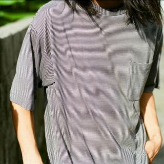 コモリ(COMOLI)のウール天竺 半袖クルー　Border(Tシャツ/カットソー(半袖/袖なし))