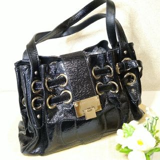 ジミーチュウ(JIMMY CHOO)の✬正規品✬　ジミー・チュウ エナメル　トートバッグ　黒　µ　(トートバッグ)