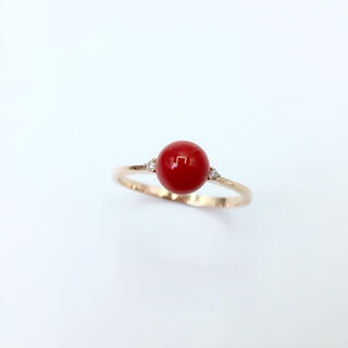 J6529  血赤珊瑚 赤珊瑚 紅珊瑚 天然珊瑚 土佐さ指輪💍(リング(指輪))
