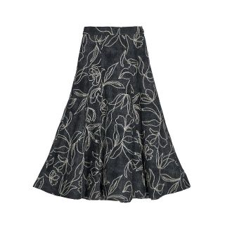 アメリヴィンテージ(Ameri VINTAGE)のシュウ様専用 DENIM LIKE FLOWER SKIRTインディゴ Sサイズ(ロングスカート)