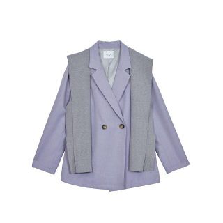 アメリヴィンテージ(Ameri VINTAGE)の完売新品 グレーベストのみ KNIT VEST SET SHIRT JACKET(ベスト/ジレ)