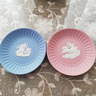 ウェッジウッド(WEDGWOOD)のウェッジウッド　ジャスパーピンクとブルー　トレイ　ペア(小物入れ)