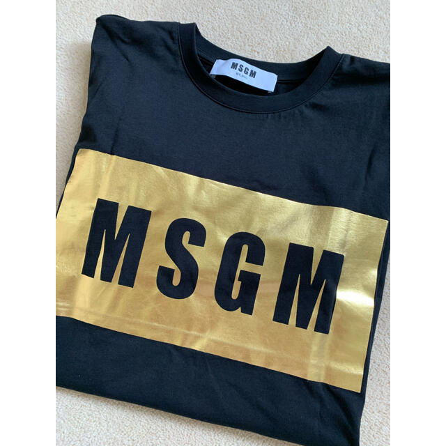 MSGM(エムエスジイエム)の未使用❤️MSGM ゴールドボックスロゴ　Tシャツ レディースのトップス(Tシャツ(半袖/袖なし))の商品写真