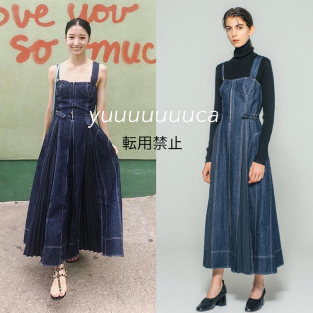 新品タグ付 CASA FLINE フロントホックデニムロングワンピース タイム