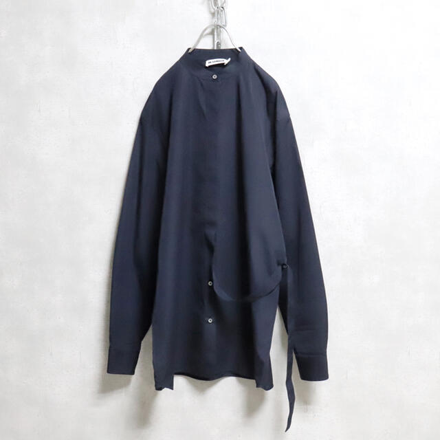 JIL SANDER バンドカラーシャツ ネイビー 38 オーバーサイズ JIL SANDER バンドカラーシャツ ネイビー 38 オーバーサイズ