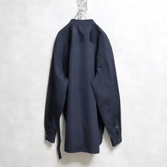 JIL SANDER バンドカラーシャツ ネイビー 38 オーバーサイズ JIL SANDER バンドカラーシャツ ネイビー 38 オーバーサイズ