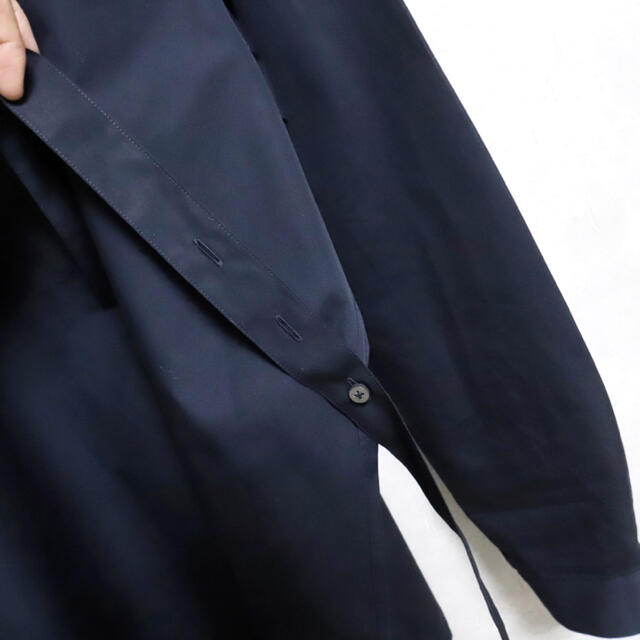 JIL SANDER バンドカラーシャツ ネイビー 38 オーバーサイズ JIL SANDER バンドカラーシャツ ネイビー 38 オーバーサイズ