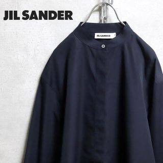 ジルサンダー(Jil Sander)のJIL SANDER バンドカラーシャツ ネイビー 38 オーバーサイズ(シャツ)