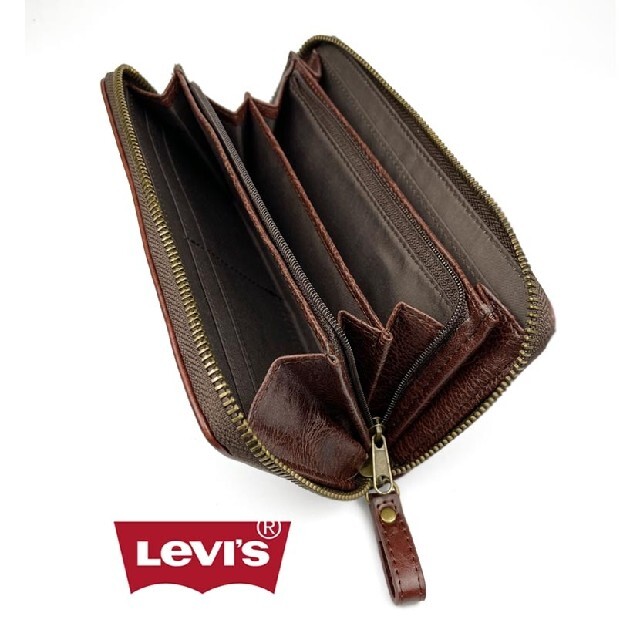 Levi's(リーバイス)のLevis リーバイス  エコレザー ラウンドファスナー長財布　BROWN メンズのファッション小物(長財布)の商品写真