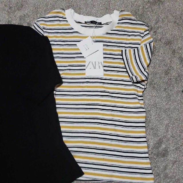 ZARA(ザラ)のZARA新品半袖リブニット2枚セット レディースのトップス(Tシャツ(半袖/袖なし))の商品写真