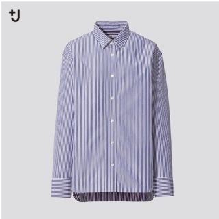 ユニクロ(UNIQLO)の★新品 ユニクロ ＋Ｊ スーピマコットンオーバーサイズストライプシャツ M(シャツ/ブラウス(長袖/七分))