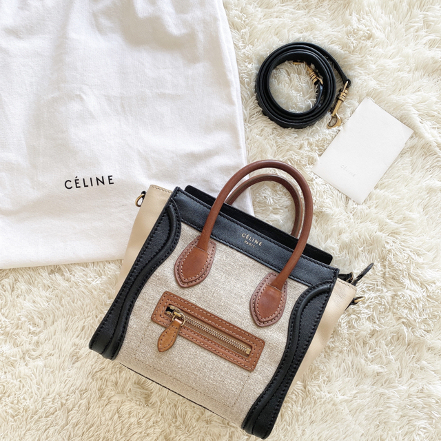 celine(セリーヌ)の限定値下 セリーヌ ラゲージ  ナノ レザー キャンバス レディースのバッグ(ショルダーバッグ)の商品写真