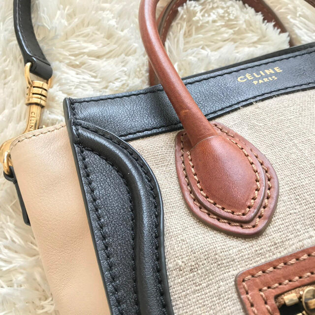 celine(セリーヌ)の限定値下 セリーヌ ラゲージ  ナノ レザー キャンバス レディースのバッグ(ショルダーバッグ)の商品写真