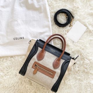 セリーヌ(celine)の限定値下 セリーヌ ラゲージ  ナノ レザー キャンバス(ショルダーバッグ)