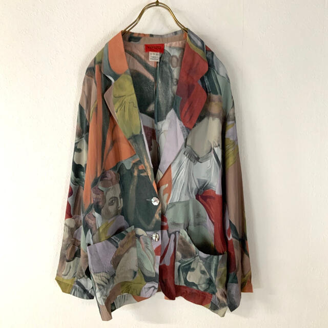 【美品】フランス製 KENZO ピカソパターン 総柄 デザインジャケット