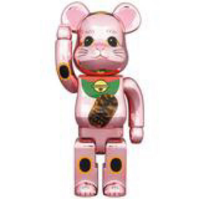 フィギュアBE@RBRICK 招き猫 桃金メッキ 発光 400％ ベアブリック peach