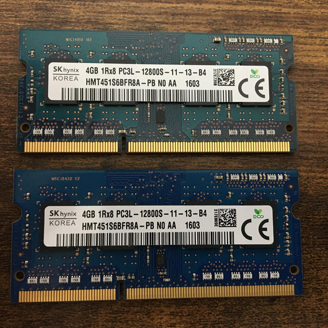 8GB [4GB 2枚組] ノートPC用メモリ DDR3L  スマホ/家電/カメラのPC/タブレット(PCパーツ)の商品写真