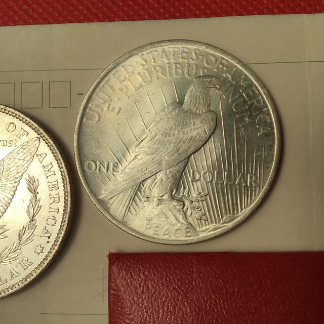 モーガンダラー1883年+ピースダラー1923年 共に極美／未使用のセット貨幣