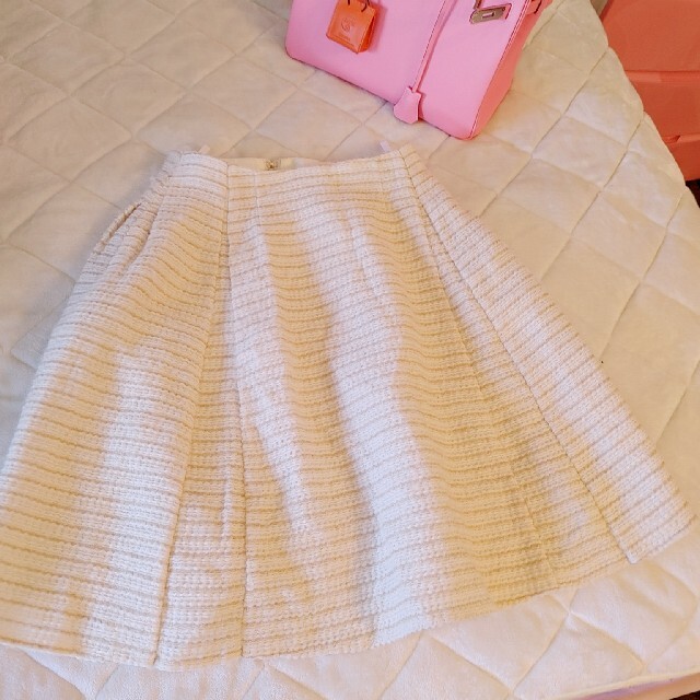 アイボリー×レッド ルネ????ツイードスカート????白 - 通販 - www