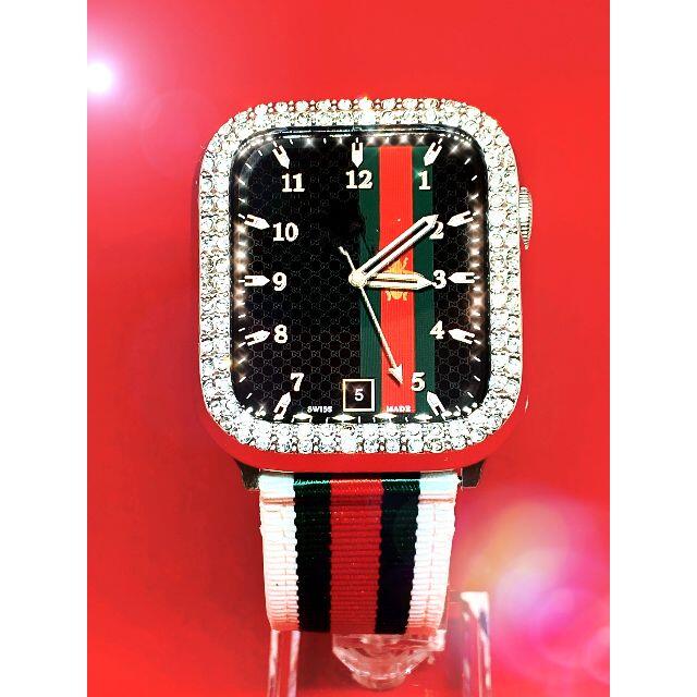 アップルウォッチ 最高ランクダイヤカバー　ナイロンレザーベルト レディースのファッション小物(腕時計)の商品写真