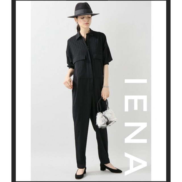 IENA(イエナ)の試着のみ《IENA》イエナ　オールインワン　黒　ストライプ　2016AW レディースのパンツ(オールインワン)の商品写真