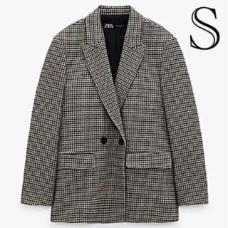 ザラ(ZARA)の【新品未使用】ZARA チェック柄 ダブルブレストブレザー S(テーラードジャケット)