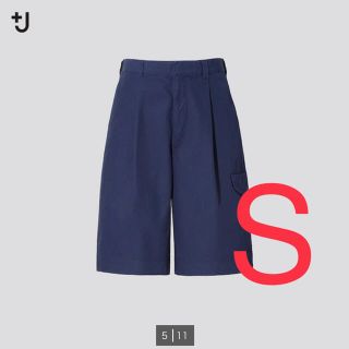 ユニクロ(UNIQLO)の+J ワイドフィットカーゴハーフパンツ ブルー S(ワークパンツ/カーゴパンツ)