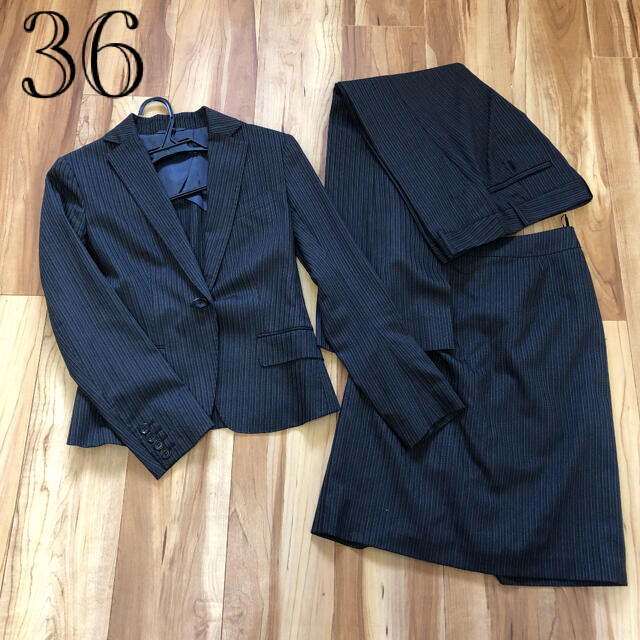 現品限り一斉値下げ! the suit ブラックストライプスーツ3点セット she company - スーツ 現品限り一斉値下げ! the suit ブラックストライプスーツ3点セット she company - スーツ