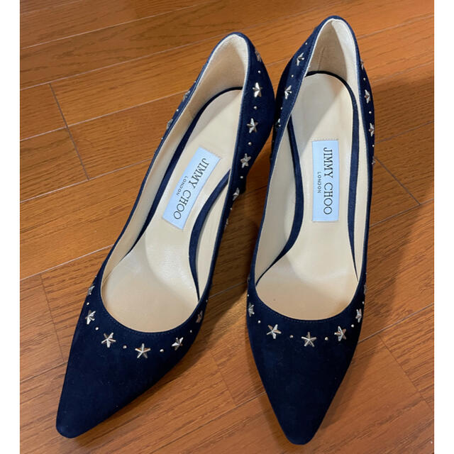 値下!!【美品】ジミーチュウ スタッズパンプス ネイビー