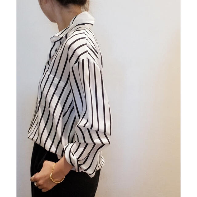 新品◆Deuxieme Classe silk ストライプPJシャツ シルクM