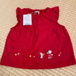新品!べべ刺繍ワンピース リボン エッフェル塔 ネイビー ファミリア