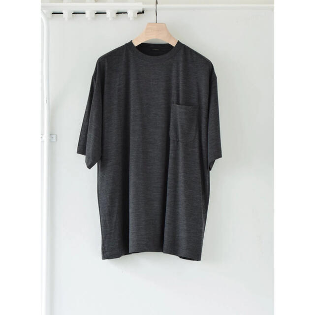Tシャツ/カットソー(半袖/袖なし)COMOLI 21SS新作 ウール天竺半袖クルー チャコールサイズ3 新品未使用