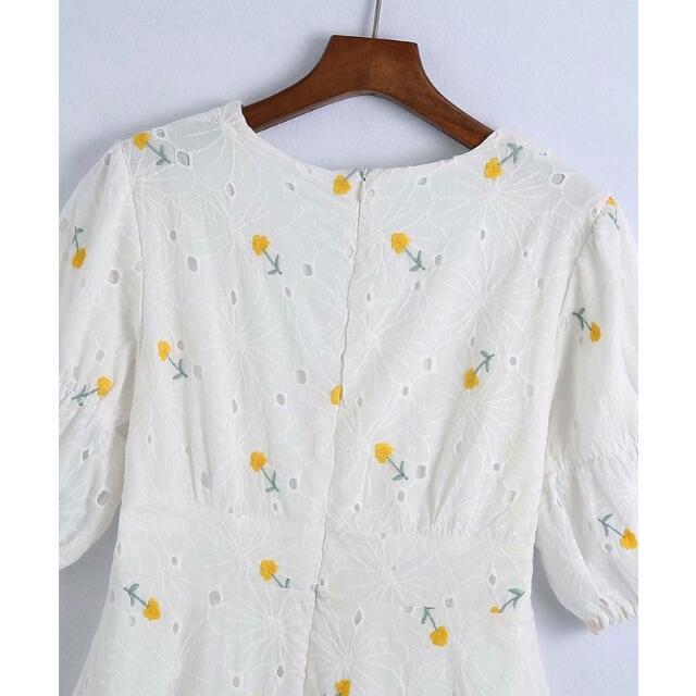 ZARA(ザラ)の🌼春新作💐3994◆花柄 フラワー 刺繍 レース 襟 ワンピース レディースのワンピース(ひざ丈ワンピース)の商品写真